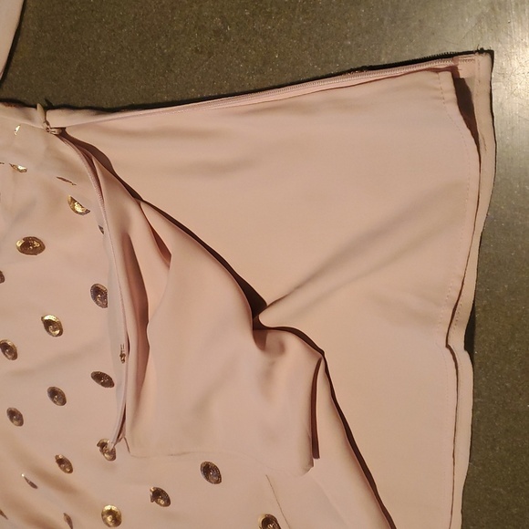 Talbots Elegant Blush with Gold Accents Lined Long Slv Event Sz. S Blouse Top - Picture 10 of 13